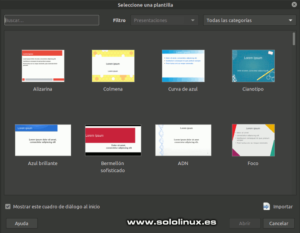 plantillas disponibles en LibreOffice Impress