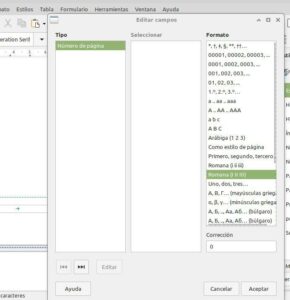 cambio de numeración de páginas, LibreOffice Writer